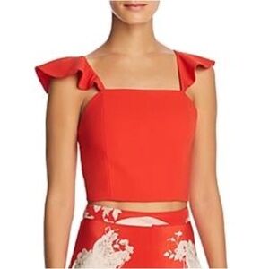 Alice + Olivia Celestial Flutter Sleeve Crop Top